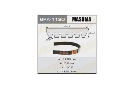 Ремінь поліклінової (6PK-1120) MASUMA 6PK1120 (фото 1)