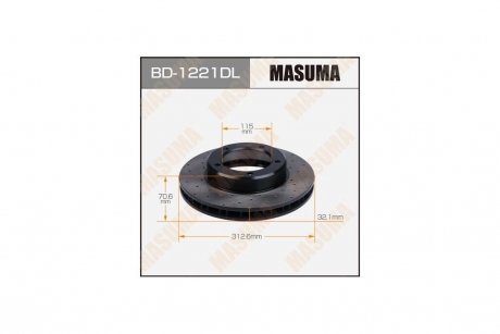 Диск гальмівний передній перфорований LAND CRUISER/HDJ101, UZJ100 LH (BD-1221DL) MASUMA 'BD-1221DL (фото 1)