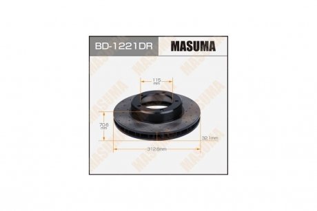 Диск гальмівний передній перфорований LAND CRUISER/HDJ101, UZJ100 RH (BD-1221DR) MASUMA 'BD-1221DR (фото 1)