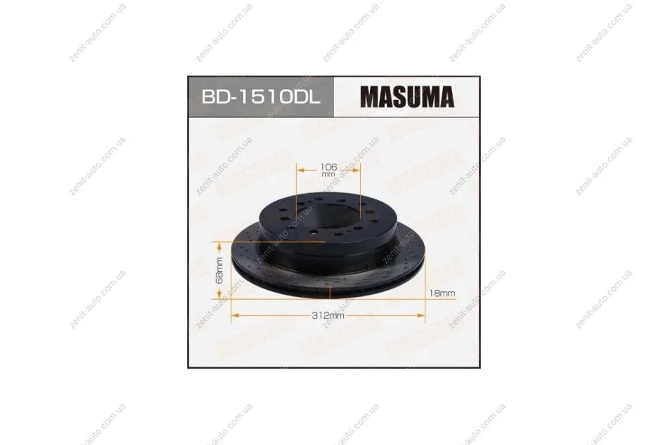 Диск гальмівний задній перфорований LAND CRUISER/KDJ90L LH (BD-1510DL) MASUMA 'BD1510DL (фото 1)