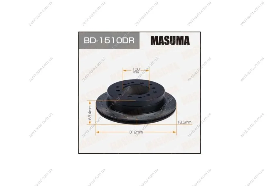 Диск тормозной задний перфорированный LAND CRUISER/ KDJ90L RH (BD-1510DR) MASUMA 'BD1510DR (фото 1)