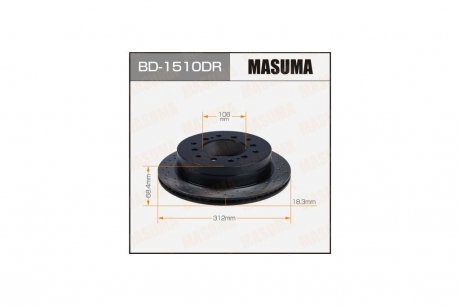 Диск тормозной задний перфорированный LAND CRUISER/ KDJ90L RH MASUMA 'BD1510DR