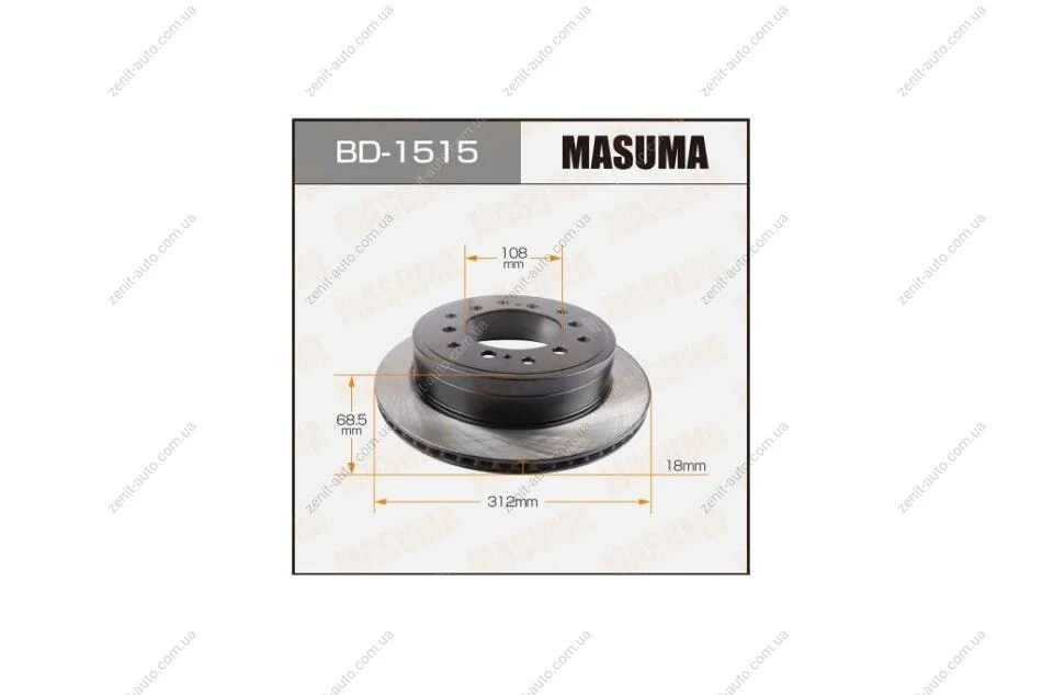 Диск гальмівний задній (кратно 2) Lexus GX460 (09-)/ Toyota Land Cruiser Prado (09-) (BD-1515) MASUMA BD1515 (фото 1)