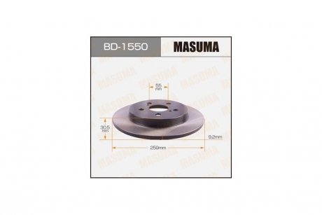 Диск гальмівний задній (кратно 2) Toyota Prius (09-15) (BD-1550) MASUMA BD1550 (фото 1)