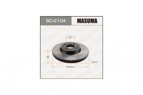 Диск тормозной передний (кратно 2) Nissan Micra (02-10), Note (06-16) (BD-2104) MASUMA BD2104 (фото 1)