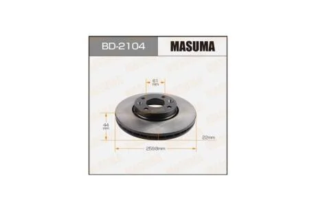 Диск тормозной передний (кратно 2) Nissan Micra (02-10), Note (06-16) (BD-2104) MASUMA BD2104
