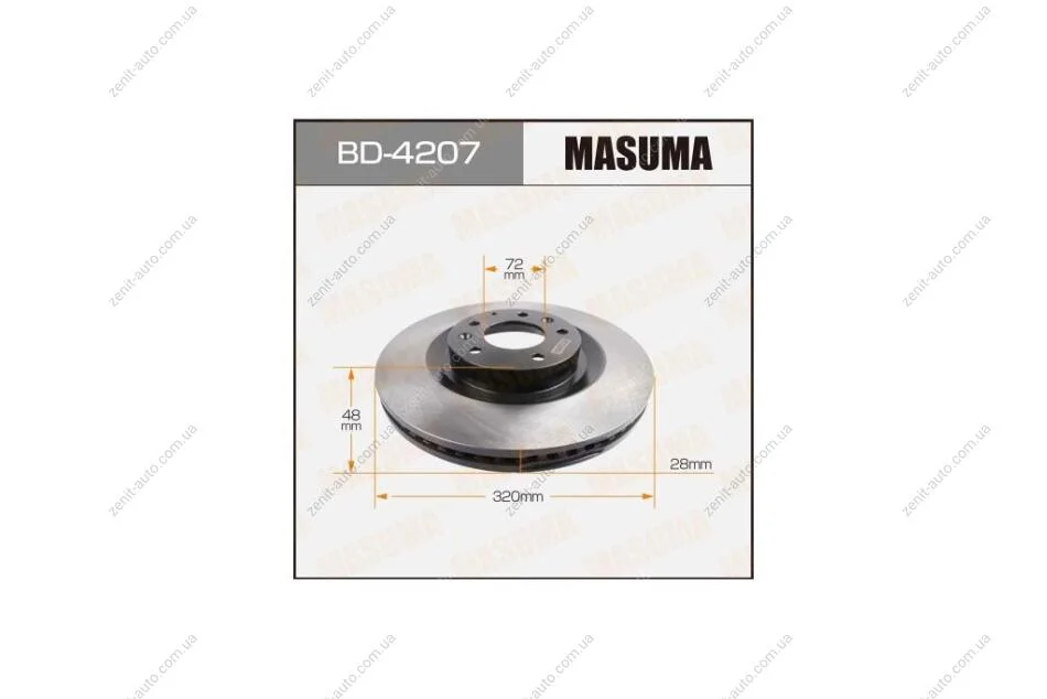 Диск тормозной передний (кратно 2) Mazda CX-7, CX-9 (07-12) (BD-4207) MASUMA BD4207 (фото 1)