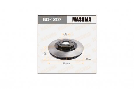 Диск тормозной передний (кратно 2) Mazda CX-7, CX-9 (07-12) (BD-4207) MASUMA BD4207