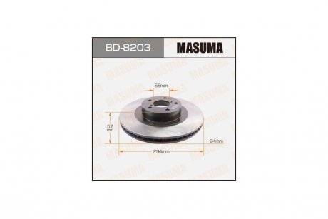 Диск гальмівний передній (кратно 2) FORESTER IMPREZA 01- (BD-8203) MASUMA BD8203 (фото 1)