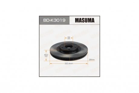 Диск тормозной передний HYUNDAI SANTA FE II (Кратно 2 шт) MASUMA BDK3019 (фото 1)