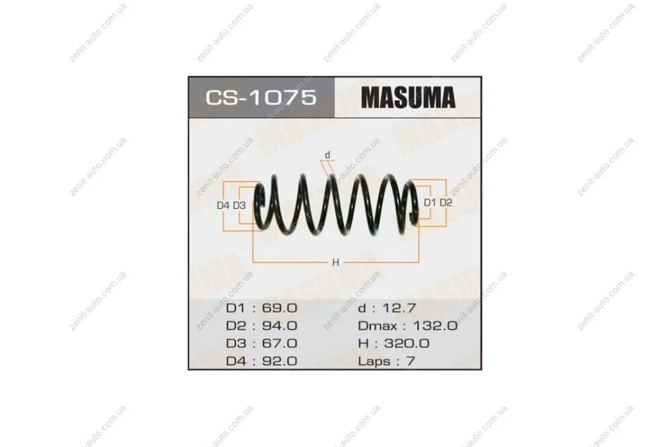 Пружина задняя Toyota Auris, Corolla (06-13) (CS-1075) MASUMA CS1075 (фото 1)