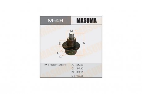 Пробка сливная поддона (с шайбой 12х1.25mm) Subaru/ Toyota MASUMA M49