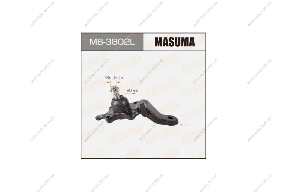 Опора шаровая передн нижн TOYOTA LAND CRUISER PRADO, 4RUNNER, HILUX SURF KZN185, KDN185, RZN18#, VZN18#, KZJ185 LH (MB-3802L) MASUMA 'MB-3802L (фото 1)