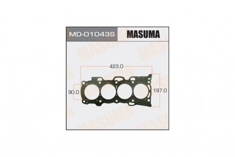 Прокладка ГБЦ 2AZ-FE, двухслойная (металл-эластомер) Толщина 0,60 мм (MD-01043S) MASUMA 'MD-01043S