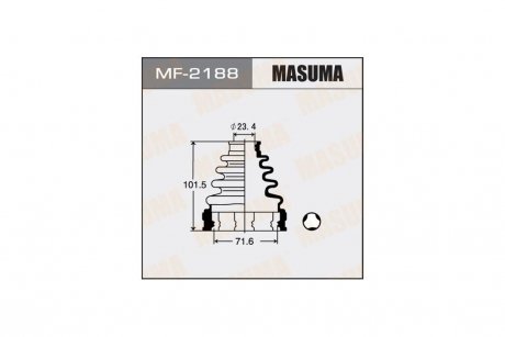 Пыльник ШРУСа внутреннего Toyota Camry (01-11), Corolla (01-04), Highlander (00-07), RAV 4 (00-) (MF-2188) MASUMA MF2188 (фото 1)