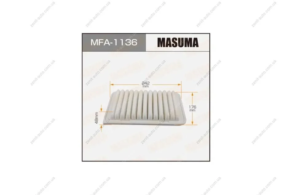 Фільтр повітряний Toyota Auris, Avensis, Corolla, RAV4 (08-) (MFA-1136) MASUMA MFA1136 (фото 1)