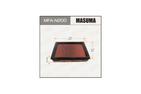 Фільтр повітряний NISSAN/ SKYLINE/ V36 06- з просоченням маслом (MFA-N200) MASUMA MFAN200