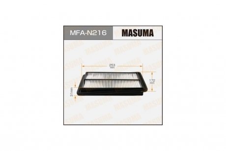 Фильтр воздушный Nissan Qashqai, X-Trail (13-) (MFA-N216) MASUMA MFAN216 (фото 1)
