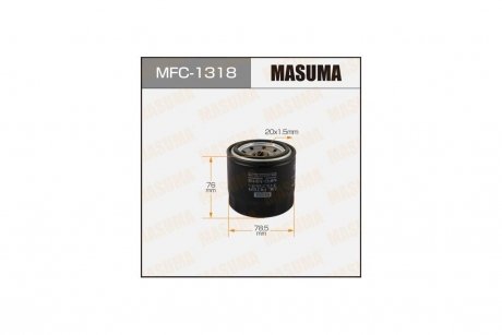 Фильтр масляный Kia, Hyundai, Mazda, MMC, Subaru, (83-) D=78.5mm, H=76mm, M20x1.5 (MFC-1318) MASUMA MFC1318