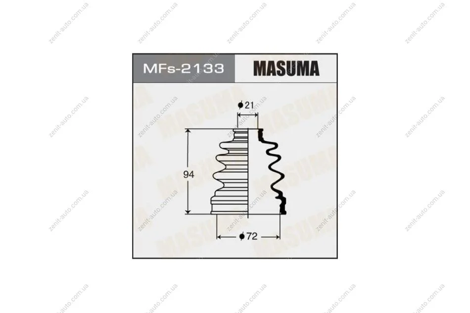 Пыльник ШРУСа внутреннего Subaru Forester, Impreza, Legacy (-06) силикон (MFs-2133) MASUMA MFs2133 (фото 1)