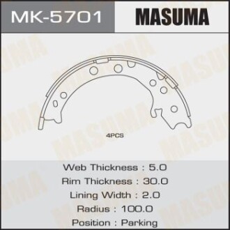 Колодки тормозные стояночного тормоза MASUMA 'MK5701