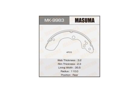 Колодки тормозные стояночного тормоза (MK-9983) MASUMA MK9983