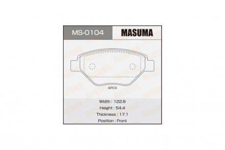 Колодки тормозные AN-4592K, P68031 передн RENAULT MEGANE II (MS-0104) MASUMA 'MS-0104 (фото 1)