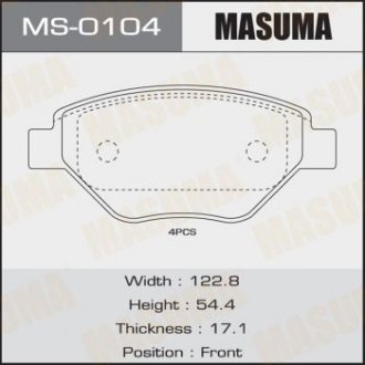 Колодки тормозные AN-4592K, P68031 передн RENAULT MEGANE II (MS-0104) MASUMA 'MS-0104