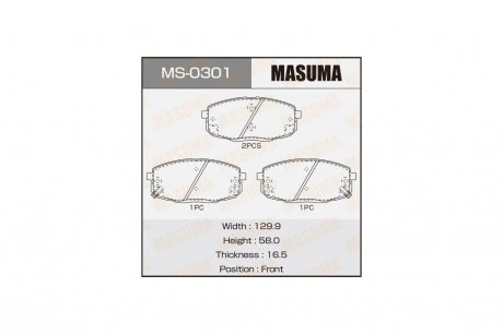 Колодки гальмівні передн Hyundai i30 (07-)/Kia Ceed (06-) (MS-0301) MASUMA MS0301