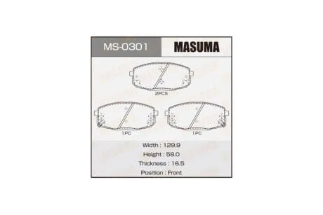 Колодки тормозные передн Hyundai i30 (07-)/Kia Ceed (06-) (MS-0301) MASUMA MS0301