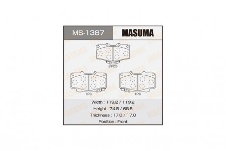 Колодки тормозные AN-458WK, NP1098, P83009 передн TOYOTA FORTUNER (MS-1387) MASUMA 'MS-1387 (фото 1)