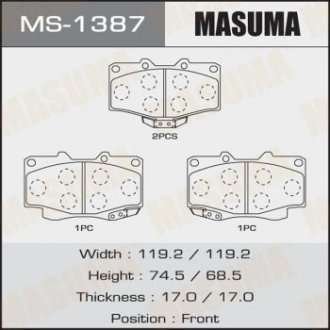 Колодки тормозные AN-458WK, NP1098, P83009 передн TOYOTA FORTUNER (MS-1387) MASUMA 'MS-1387