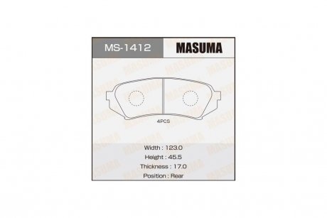 Колодки тормозные задн TOYOTA LAND_CRUISER 200 (MS-1412) MASUMA MS1412 (фото 1)