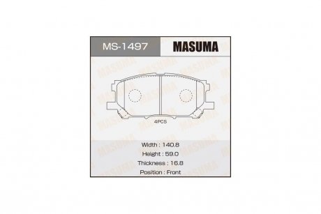 Колодки гальмівні передн Lexus RX 300, 330, 350 (04-08) (MS-1497) MASUMA MS1497 (фото 1)