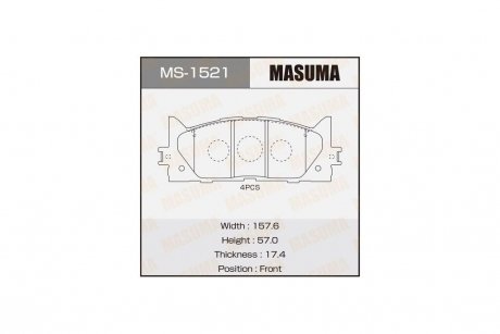 Колодки гальмівні передн Toyota Camry (06-) (MS-1521) MASUMA MS1521