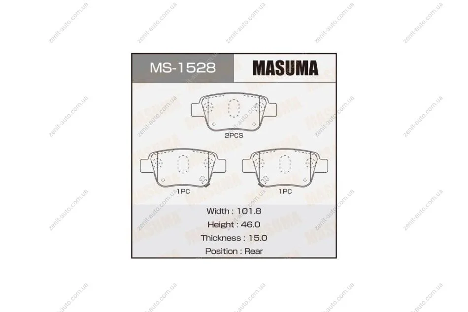 Колодки тормозные задн Toyota Avensis (03-08) (MS-1528) MASUMA MS1528 (фото 1)