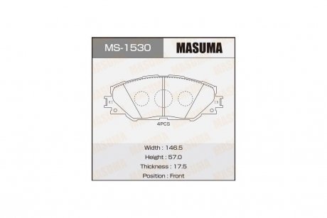 Колодки тормозные передн Toyota Auris (10-), RAV 4 (05-16) (MS-1530) MASUMA MS1530
