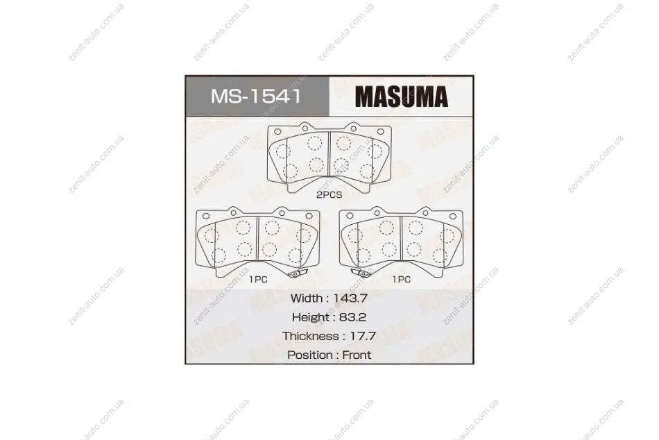 Колодки гальмівні передн Lexus LX570/ Toyota Land Cruiser (07-) (MS-1541) MASUMA MS1541 (фото 1)