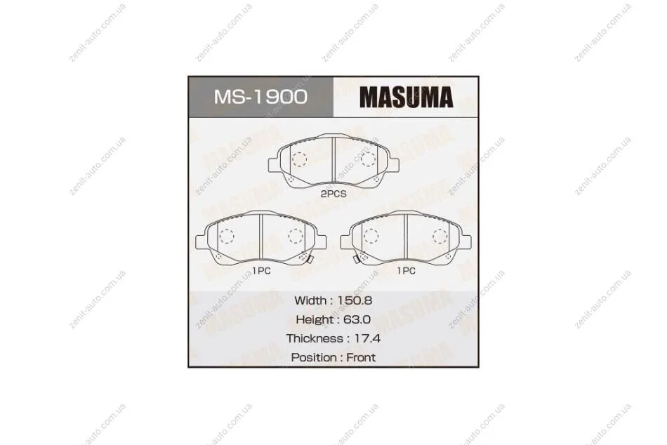 Колодки тормозные передн Toyota Avensis (03-08) (MS-1900) MASUMA MS1900 (фото 1)