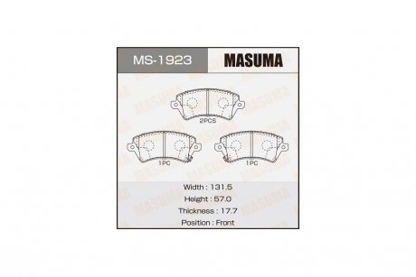 Колодки гальмівні передні TOYOTA YARIS, TOYOTA COROLLA (06-14) MASUMA MS1923