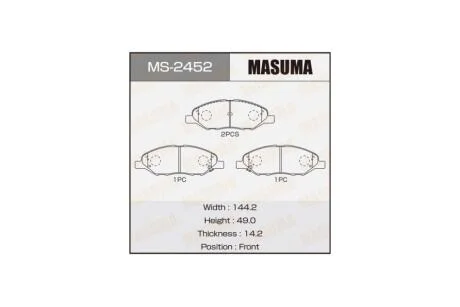 Колодки гальмівні передн Nissan Note (05-12), Tida (04-12) (MS-2452) MASUMA MS2452