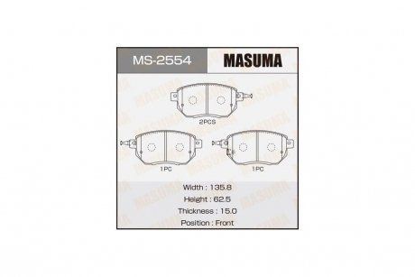 Колодки гальмівні передн Nissan Murano, Qashqai 2.5, 3.5 (07-) (MS-2554) MASUMA MS2554 (фото 1)