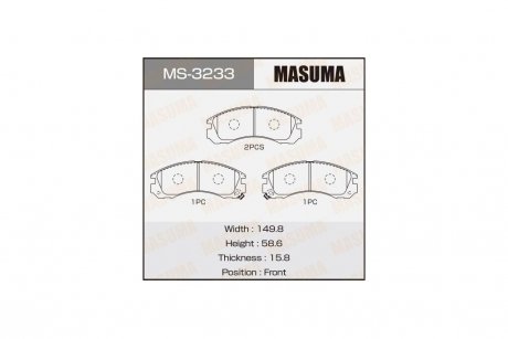 Колодки гальмівні передн Mitsubishi L200 (00-08), Lancer (08-12), Pajero Sport (-09) (MS-3233) MASUMA MS3233