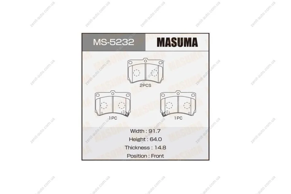 Колодки тормозные передн AN-298WK, NP5010, P49016 (MS5232) MASUMA 'MS5232 (фото 1)