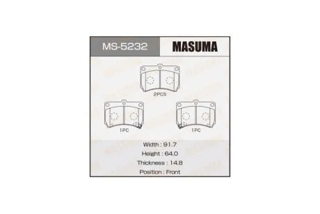 Колодки тормозные передн AN-298WK, NP5010, P49016 (MS5232) MASUMA 'MS5232