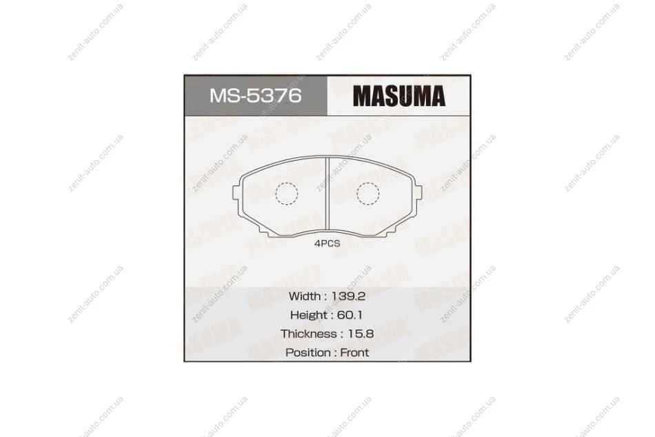 Колодки тормозные передн Mazda CX-7 (06-11), CX-9 (09-12) (MS-5376) MASUMA MS5376 (фото 1)