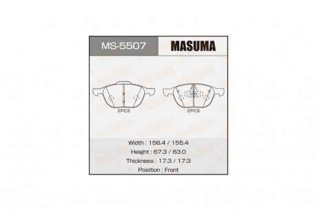 Колодки гальмівні передн Ford Focus (04-)/ Mazda 3 (03-), 5 (05-15) (MS-5507) MASUMA MS5507 (фото 1)