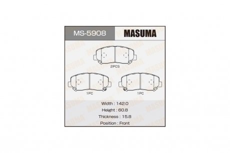 Колодки гальмівні передн Mazda CX-5 (11-) (MS-5908) MASUMA MS5908 (фото 1)
