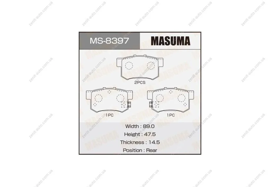 Колодки гальмівні задн Honda Accord (03-11), Civic (06-11)/ Suzuki Swift (04-11), SX4 (06-16) (MS-8397) MASUMA MS8397 (фото 1)