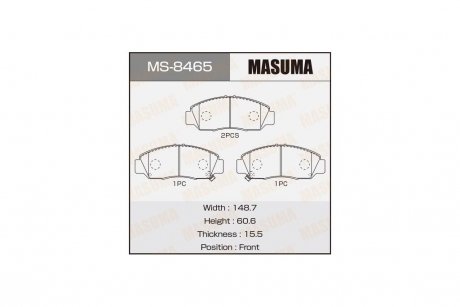 Колодки тормозные передн Honda Accord (02-05), Civic (06-11), FR-V (05-09) (MS-8465) MASUMA MS8465